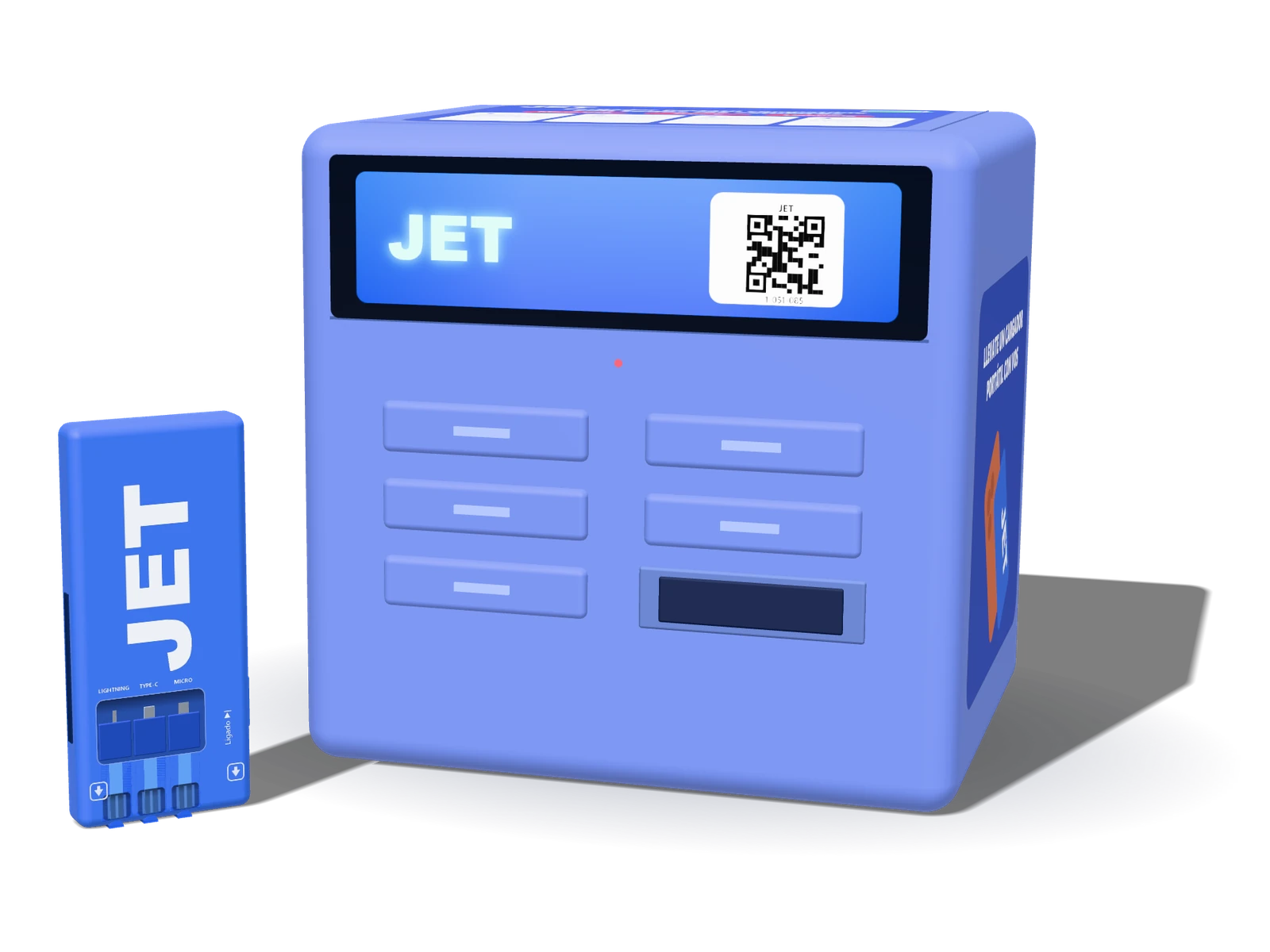 Estación de carga JET con un powerbank JET al lado